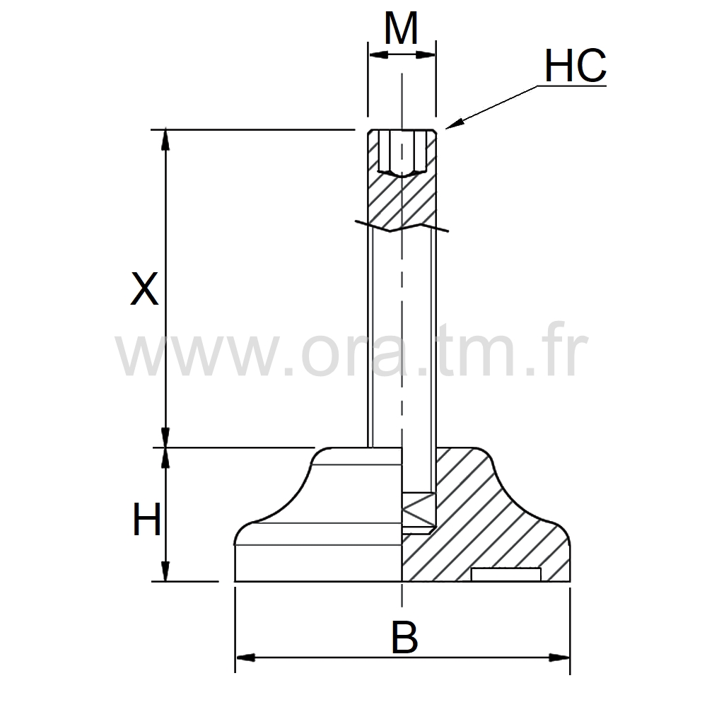 VMB - VERIN PIED MACHINE - VIS ATTACHE FIXE